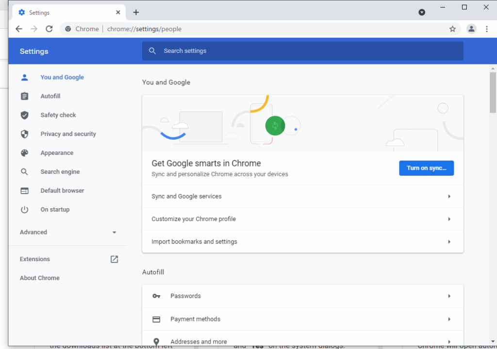 Chrome言語変更画面