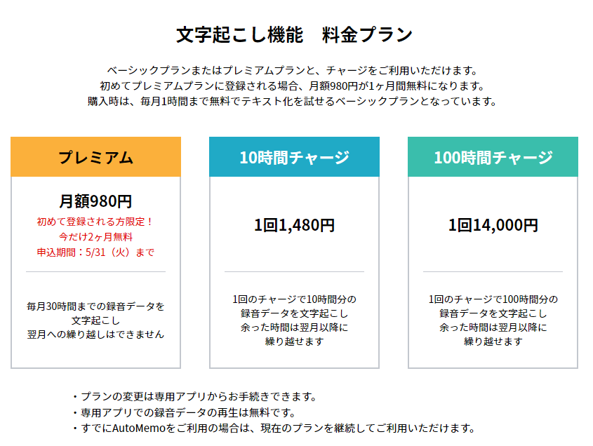 月額料金 オートメモ